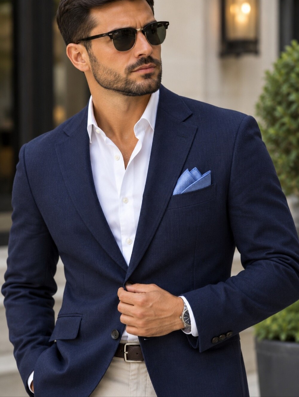 Brunello Cucinelli Light Blue Pocket Square